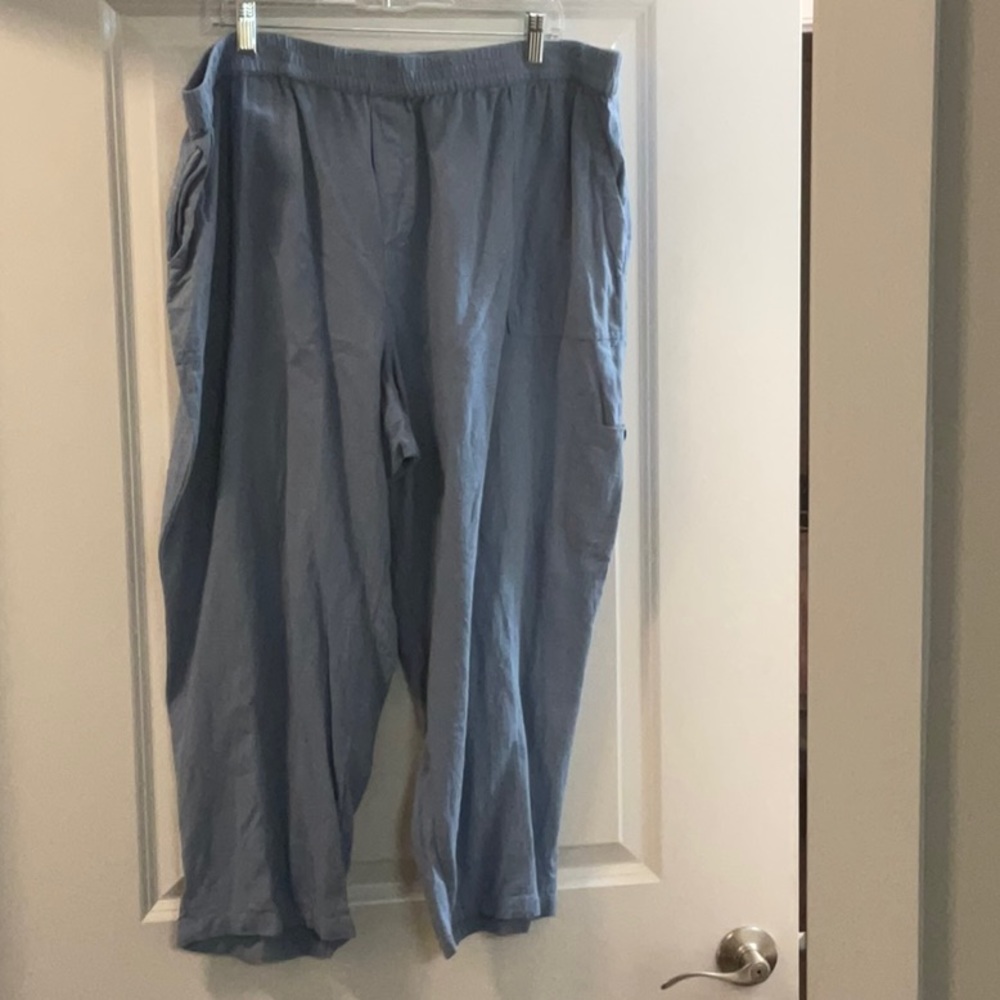 Susan Graver light blue capris 2X